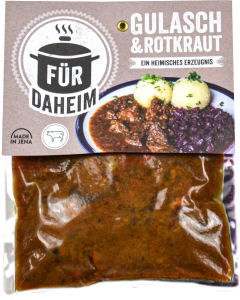 Gulasch mit Rotkraut in der Packung